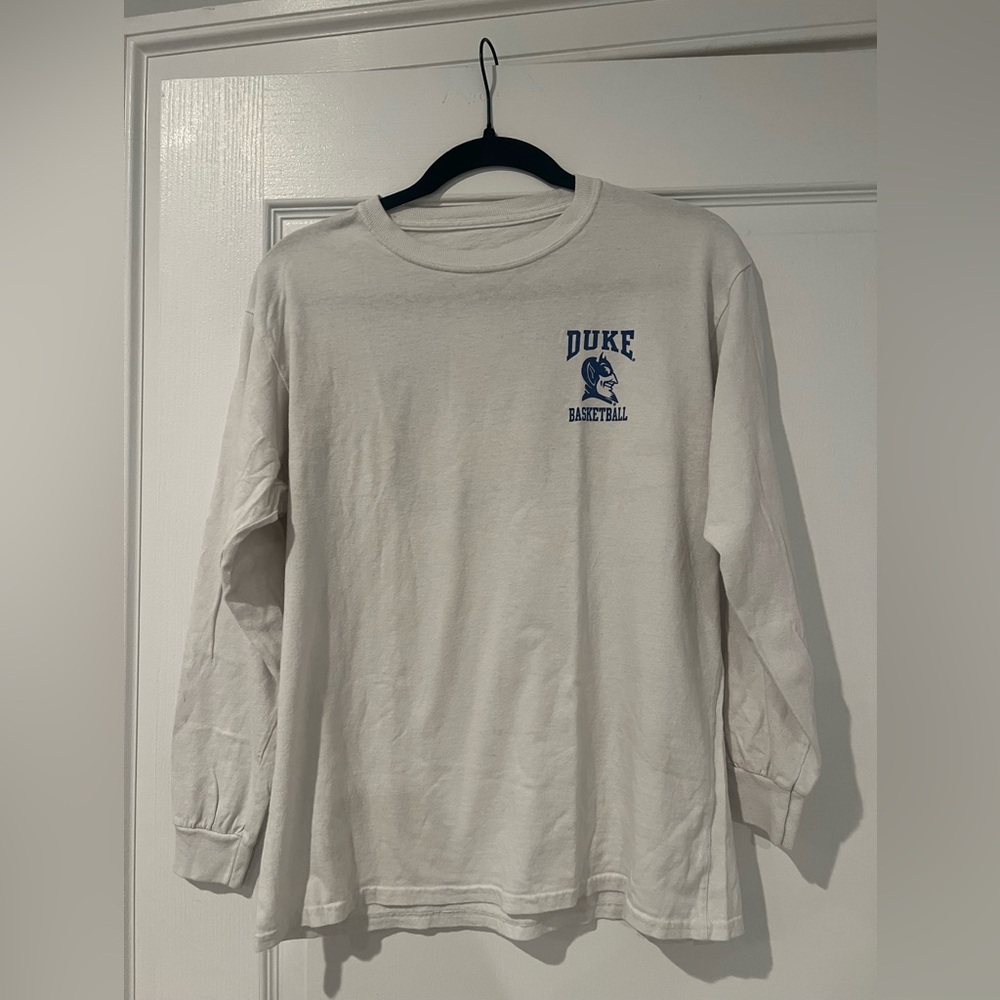 Duke White Long Sleeve Crew Neck Tee